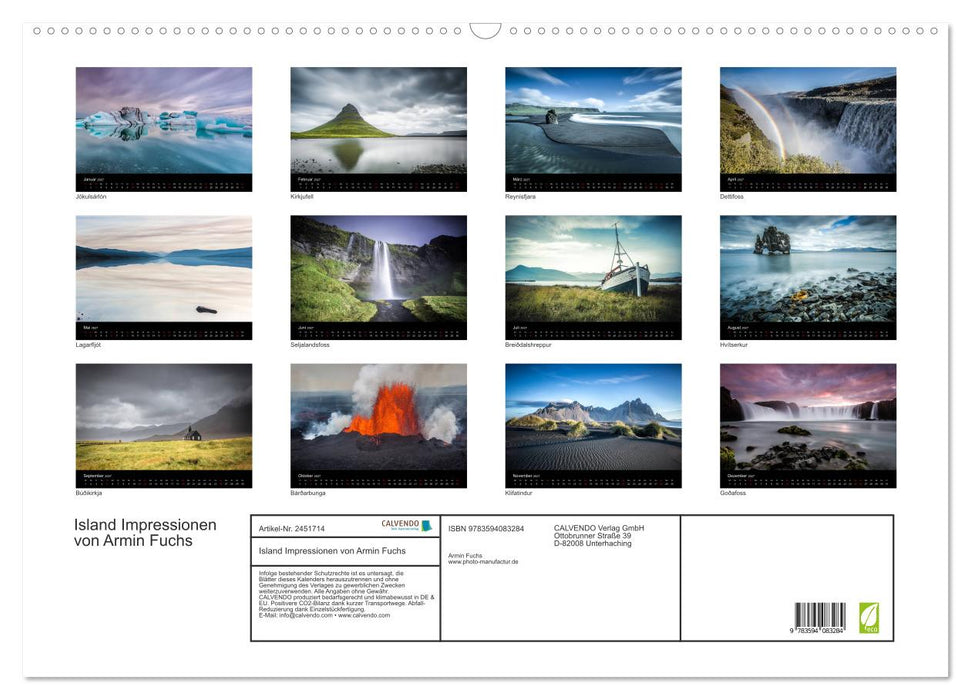 Island Impressionen von Armin Fuchs (CALVENDO Wandkalender 2027)