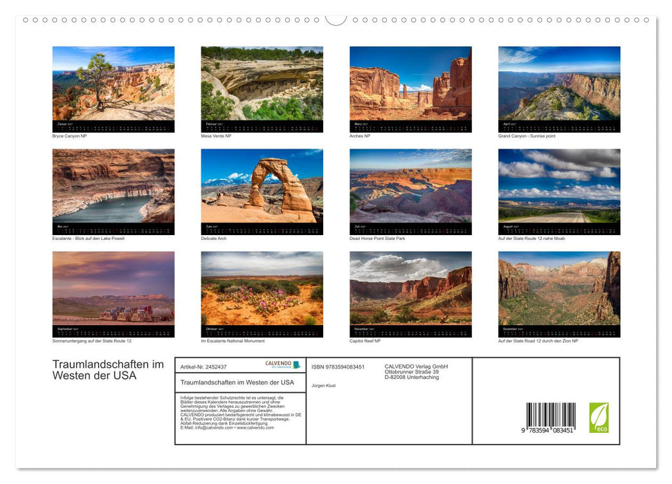 Traumlandschaften im Westen der USA (CALVENDO Premium Wandkalender 2027)