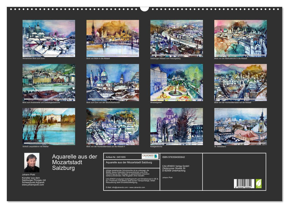 Aquarelle aus der Mozartstadt Salzburg (CALVENDO Wandkalender 2027)