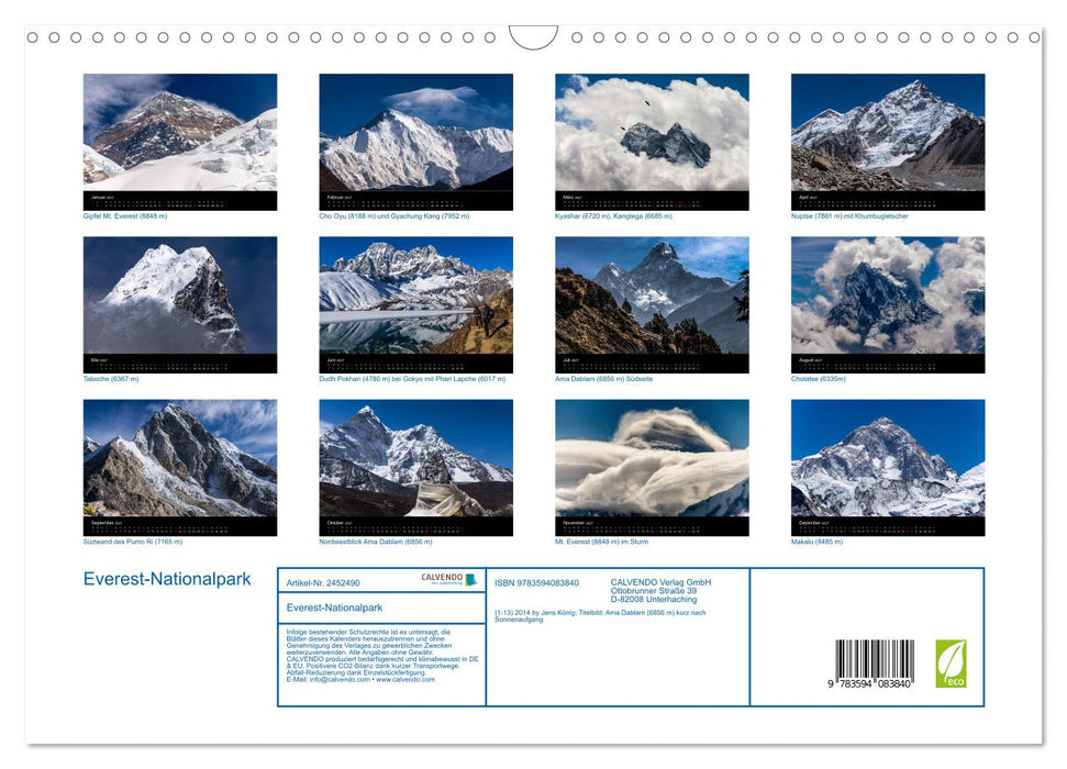 Everest-Nationalpark (CALVENDO Wandkalender 2027)