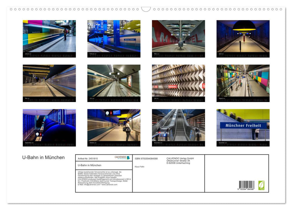 U-Bahn in München (CALVENDO Wandkalender 2027)