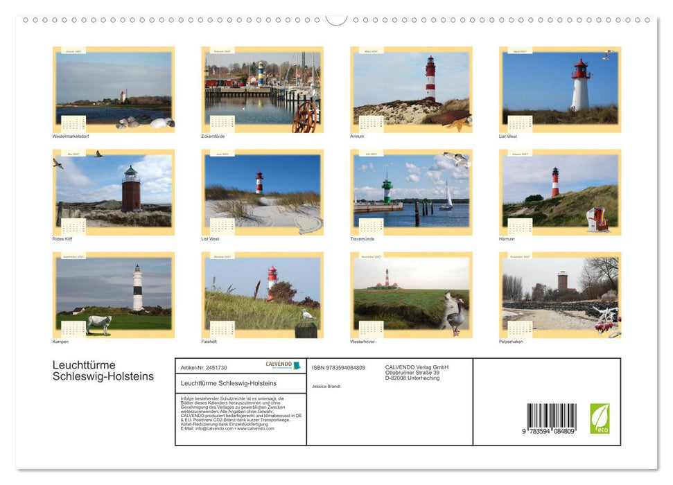 Leuchttürme Schleswig-Holsteins (CALVENDO Premium Wandkalender 2027)