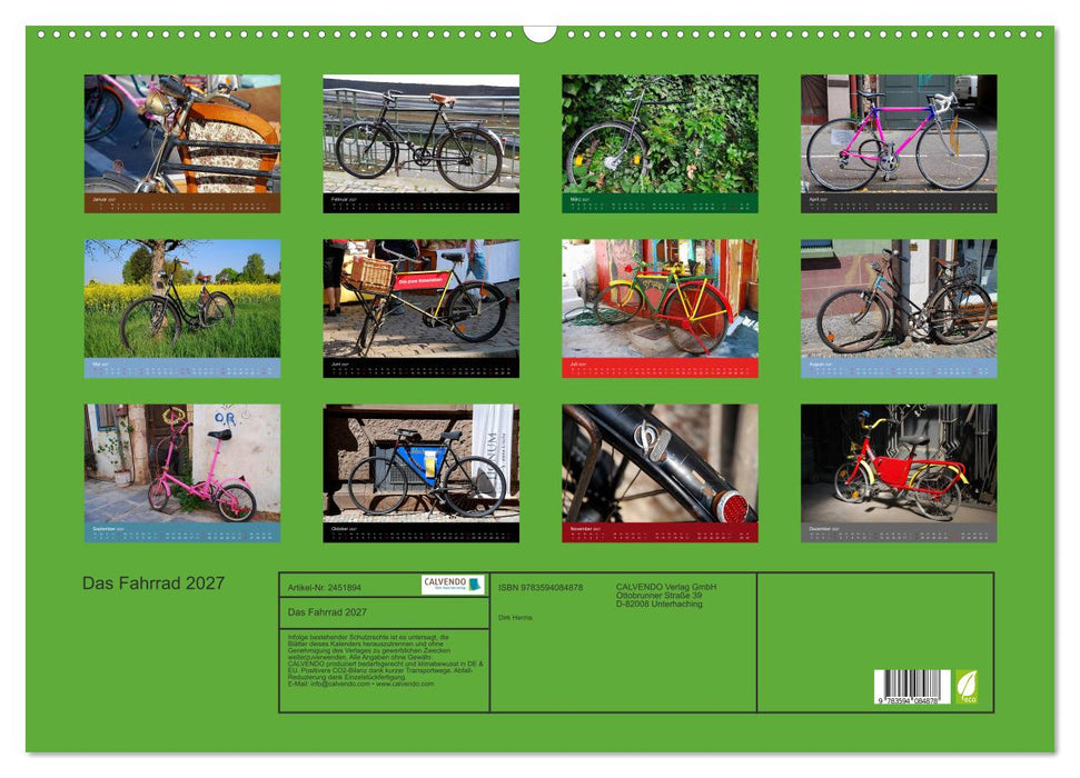 Das Fahrrad 2027 (CALVENDO Wandkalender 2027)