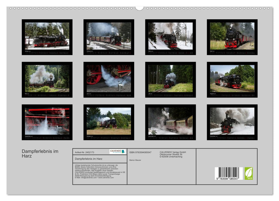 Dampferlebnis im Harz (CALVENDO Premium Wandkalender 2027)