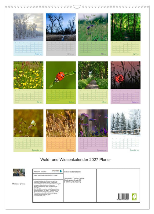 Wald- und Wiesenkalender 2027 Planer (CALVENDO Wandkalender 2027)