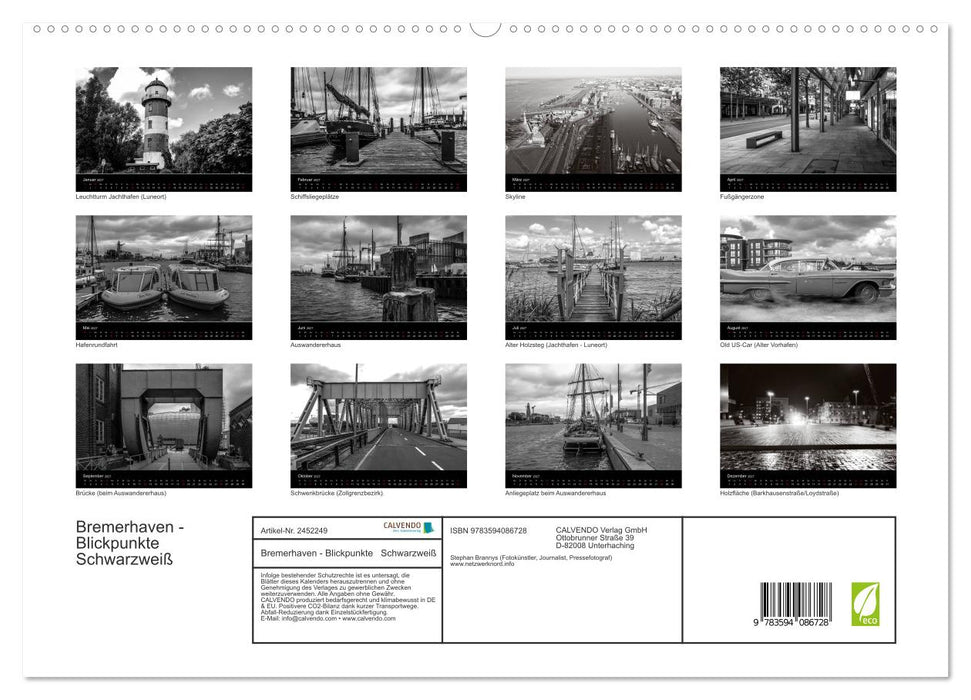 Bremerhaven - Blickpunkte Schwarzweiß (CALVENDO Premium Wandkalender 2027)
