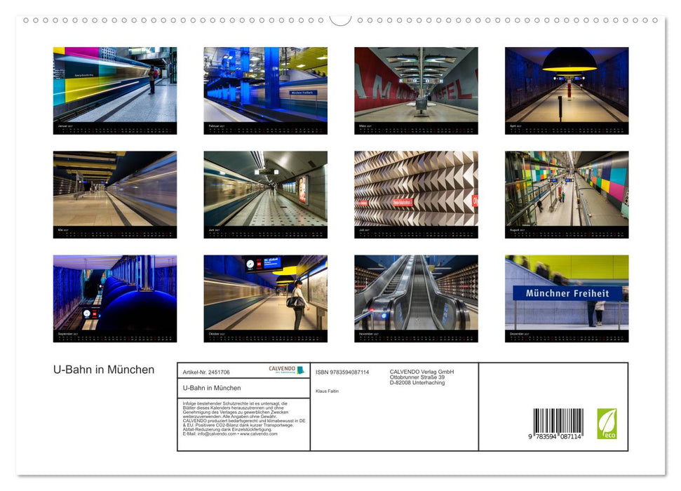 U-Bahn in München (CALVENDO Premium Wandkalender 2027)