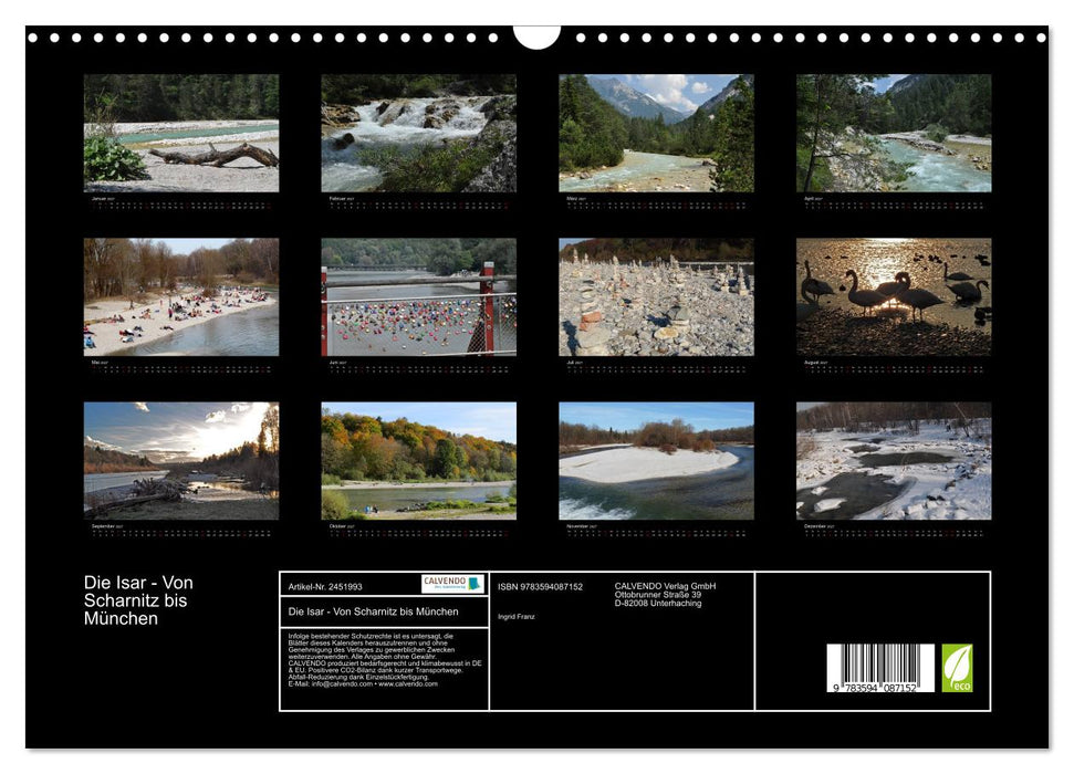 Die Isar - Von Scharnitz bis München (CALVENDO Wandkalender 2027)
