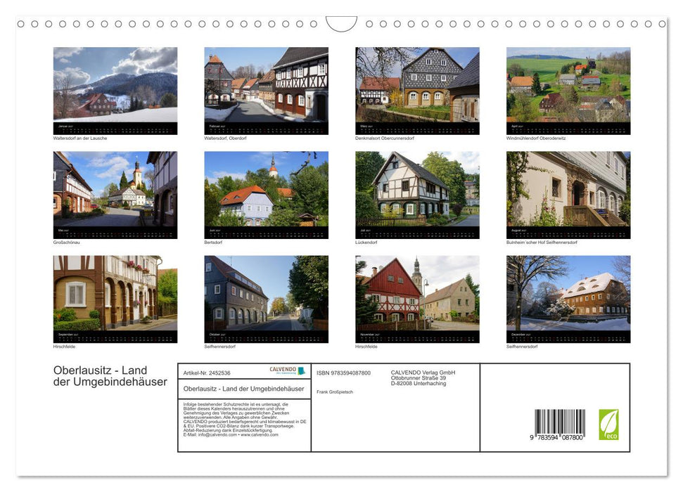 Oberlausitz - Land der Umgebindehäuser (CALVENDO Wandkalender 2027)