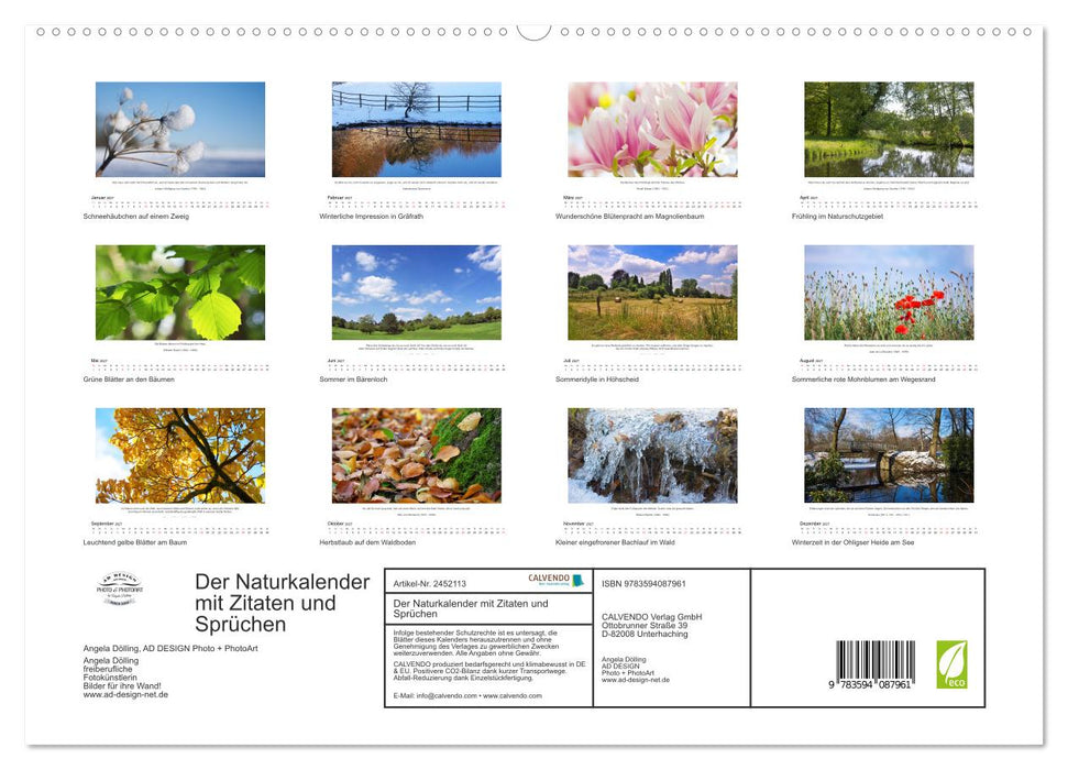 Der Naturkalender mit Zitaten und Sprüchen (CALVENDO Premium Wandkalender 2027)