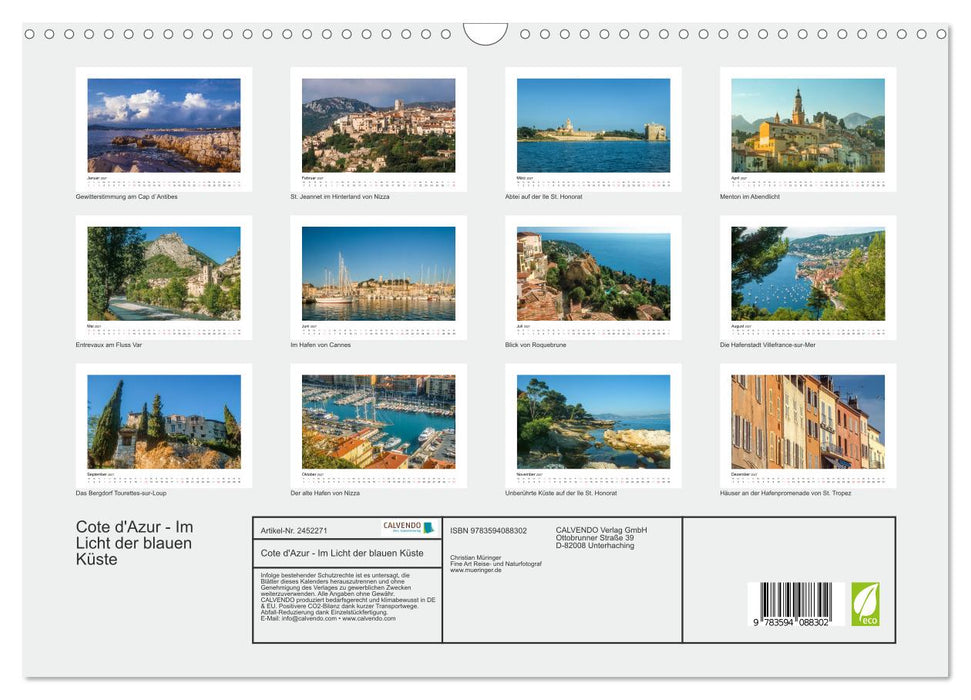 Cote d'Azur - Im Licht der blauen Küste (CALVENDO Wandkalender 2027)