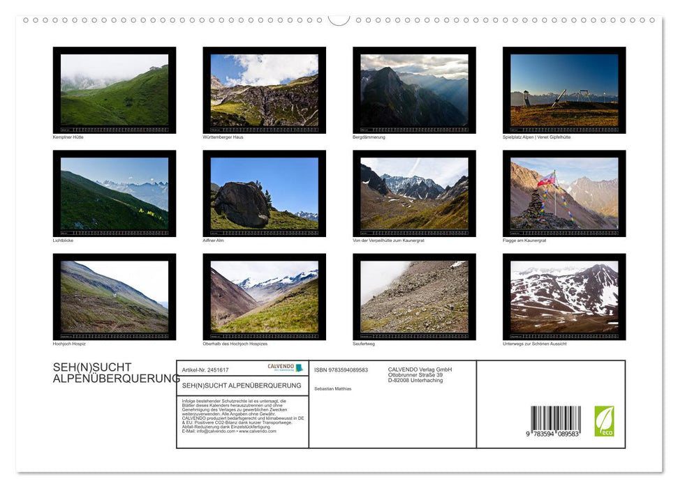 SEH(N)SUCHT ALPENÜBERQUERUNG (CALVENDO Premium Wandkalender 2027)