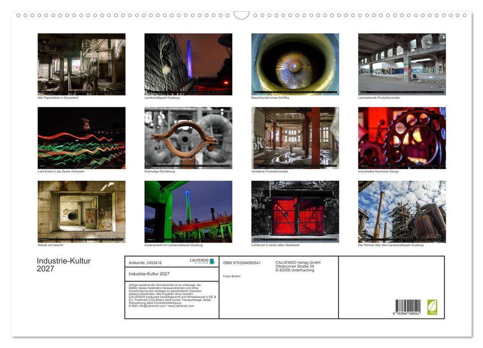 Industrie-Kultur 2027 (CALVENDO Wandkalender 2027)