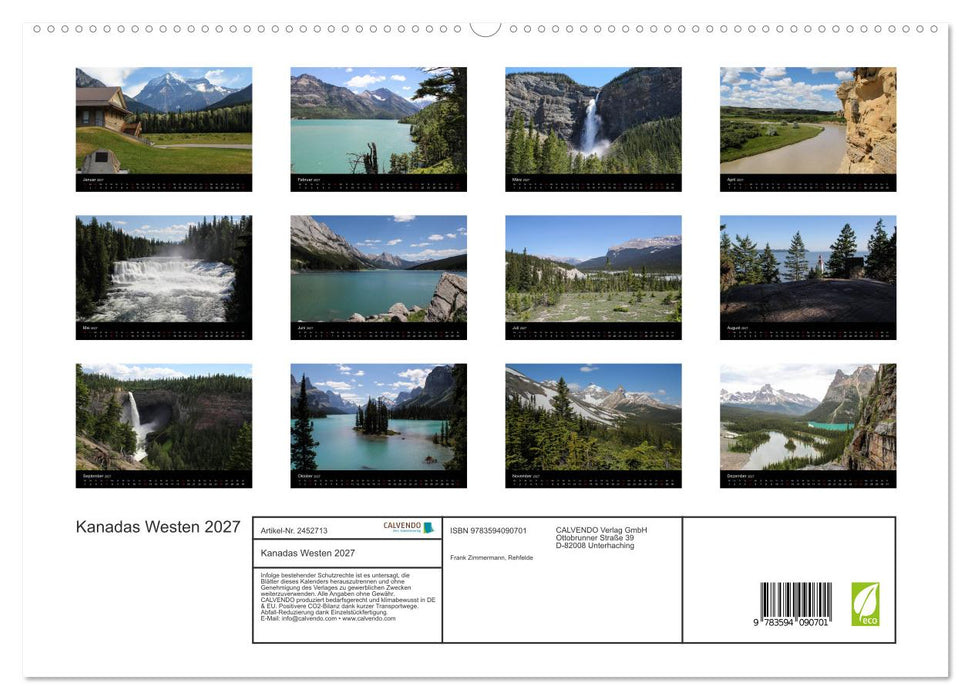 Kanadas Westen 2027 (CALVENDO Premium Wandkalender 2027)