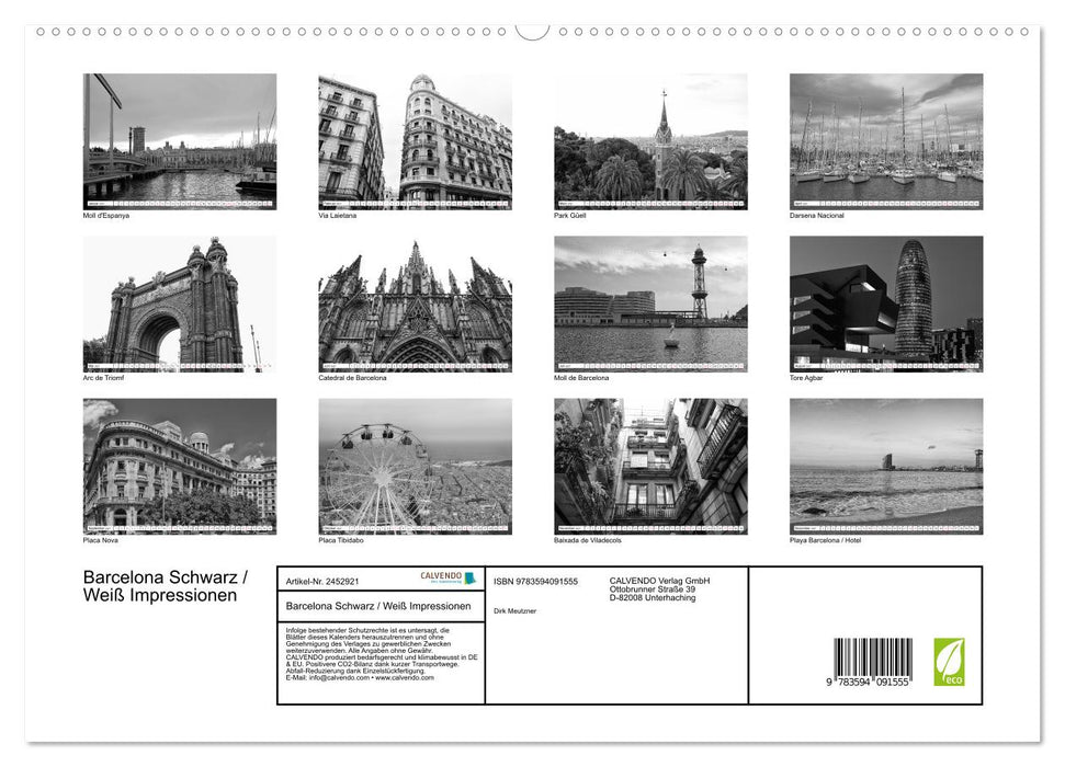Barcelona Schwarz / Weiß Impressionen (CALVENDO Premium Wandkalender 2027)