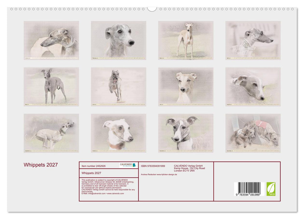 Whippets 2027 (CALVENDO Premium-Calendar 2027)