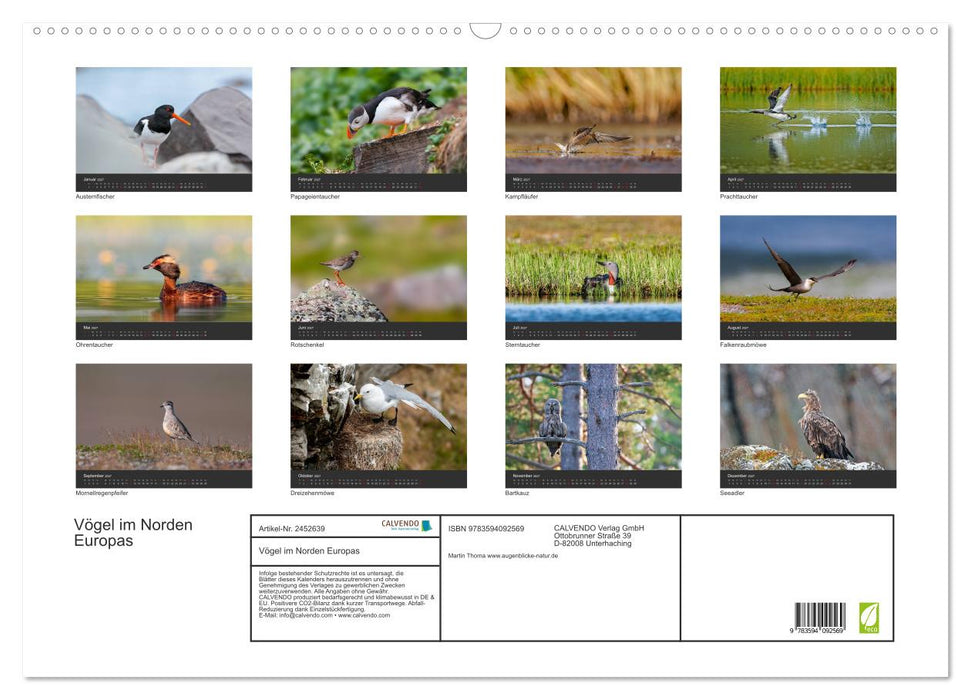 Vögel im Norden Europas (CALVENDO Wandkalender 2027)