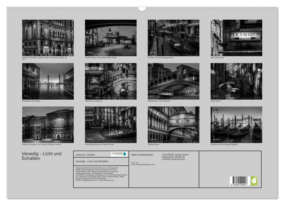 Venedig - Licht und Schatten (CALVENDO Wandkalender 2027)