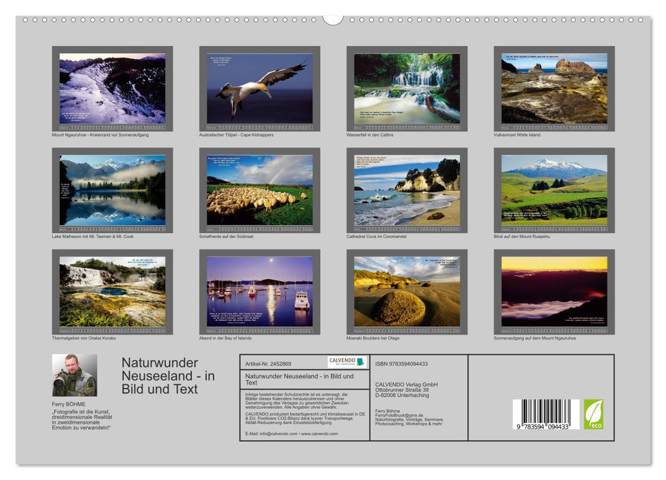 Naturwunder Neuseeland - in Bild und Text (CALVENDO Premium Wandkalender 2027)
