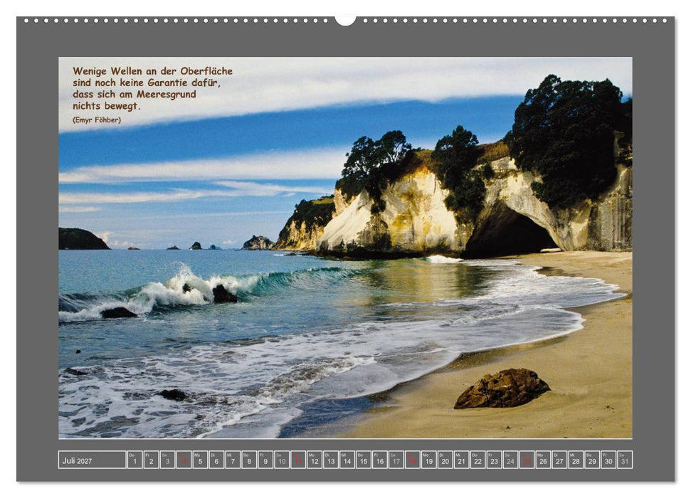 Naturwunder Neuseeland - in Bild und Text (CALVENDO Premium Wandkalender 2027)