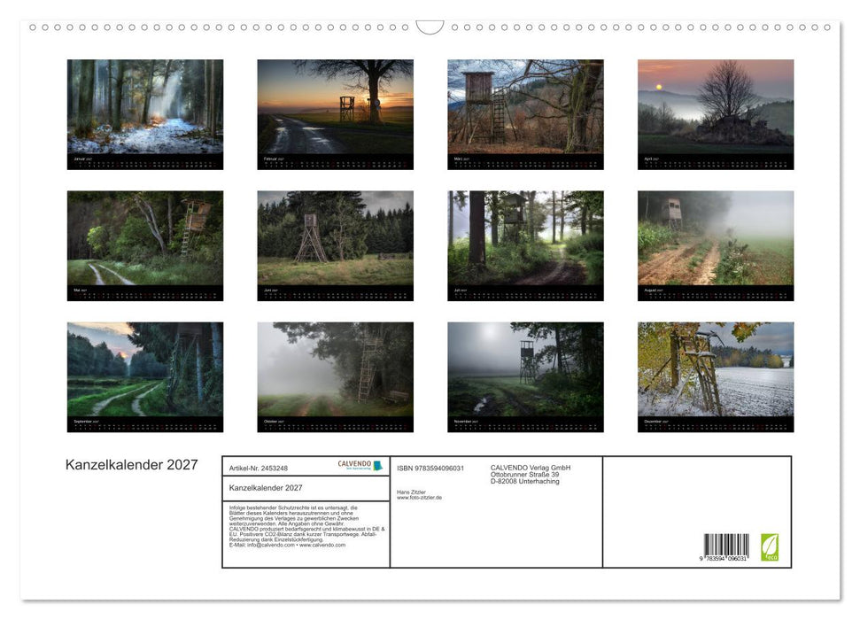 Kanzelkalender 2027 (CALVENDO Wandkalender 2027)