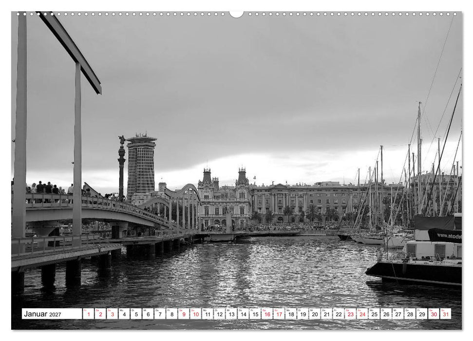 Barcelona Schwarz / Weiß Impressionen (CALVENDO Wandkalender 2027)