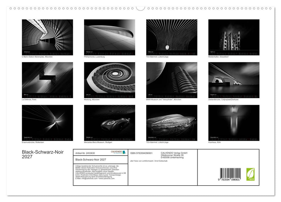 Black-Schwarz-Noir 2027 (CALVENDO Premium Wandkalender 2027)