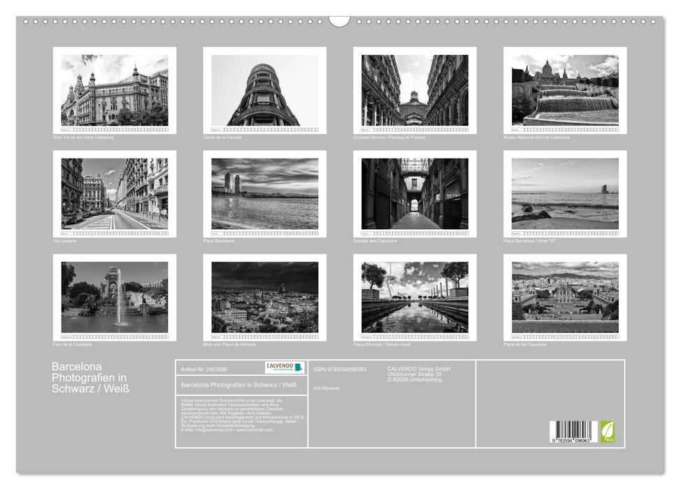 Barcelona Photografien in Schwarz / Weiß (CALVENDO Wandkalender 2027)