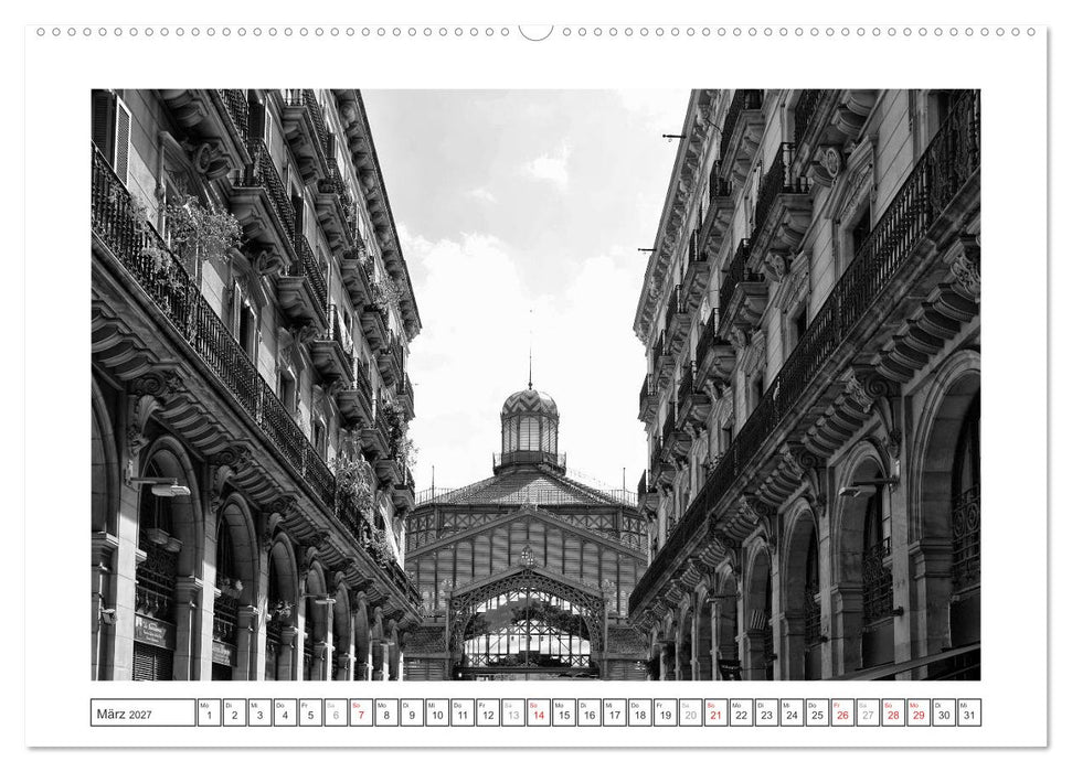 Barcelona Photografien in Schwarz / Weiß (CALVENDO Wandkalender 2027)