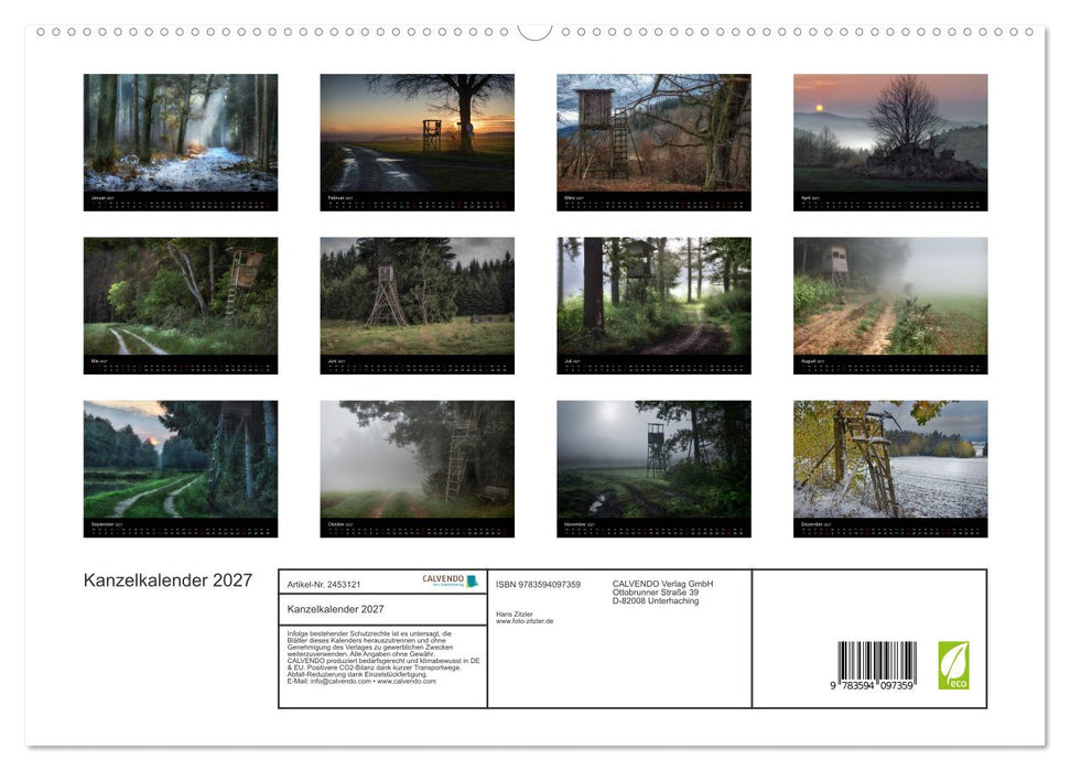 Kanzelkalender 2027 (CALVENDO Premium Wandkalender 2027)
