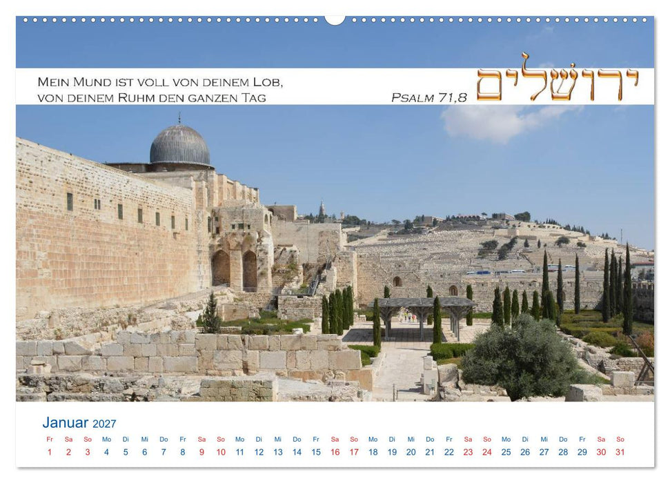 Jerusalem. Kalender mit Bibelworten (CALVENDO Wandkalender 2027)
