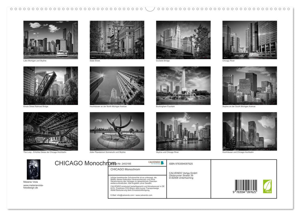 CHICAGO Monochrom (CALVENDO Premium Wandkalender 2027)