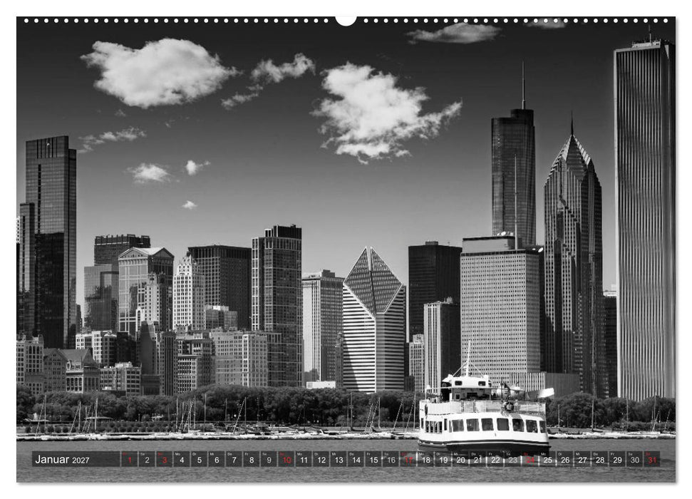 CHICAGO Monochrom (CALVENDO Premium Wandkalender 2027)