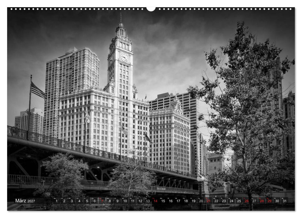 CHICAGO Monochrom (CALVENDO Premium Wandkalender 2027)