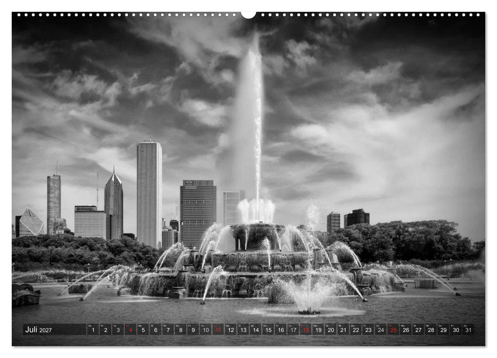 CHICAGO Monochrom (CALVENDO Premium Wandkalender 2027)