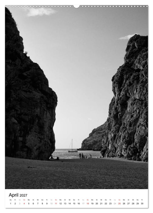 Mallorca Impressionen in schwarz-weiß (CALVENDO Premium Wandkalender 2027)