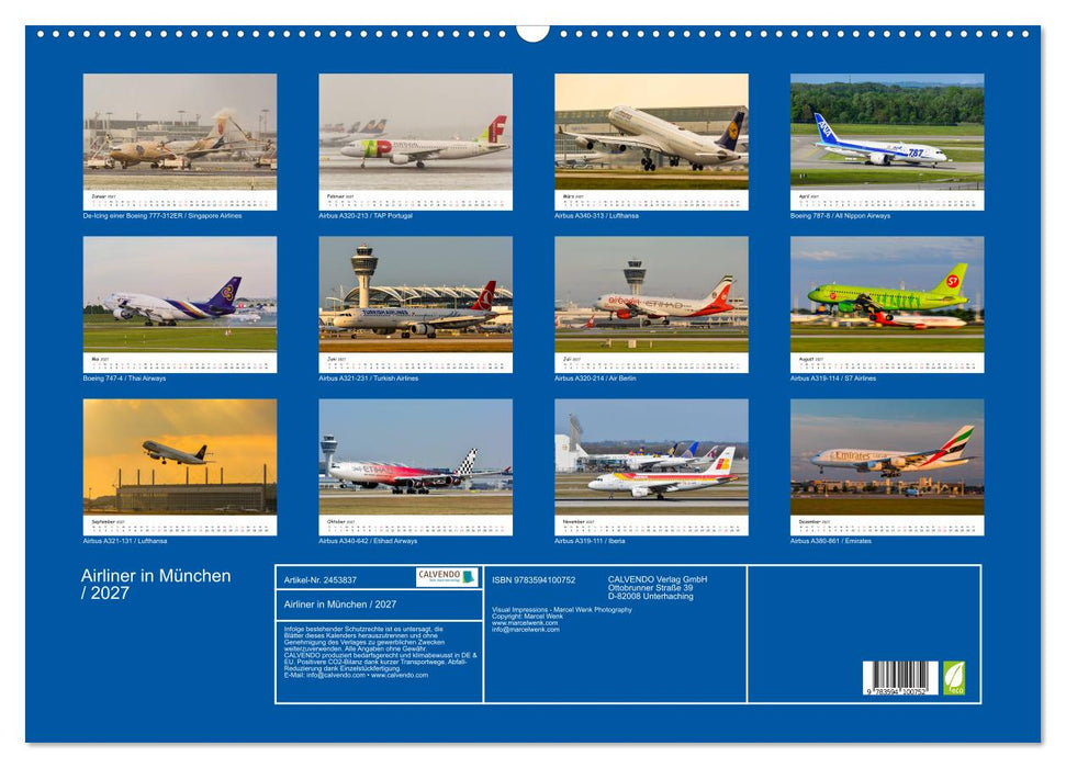 Airliner in München / 2027 (CALVENDO Wandkalender 2027)