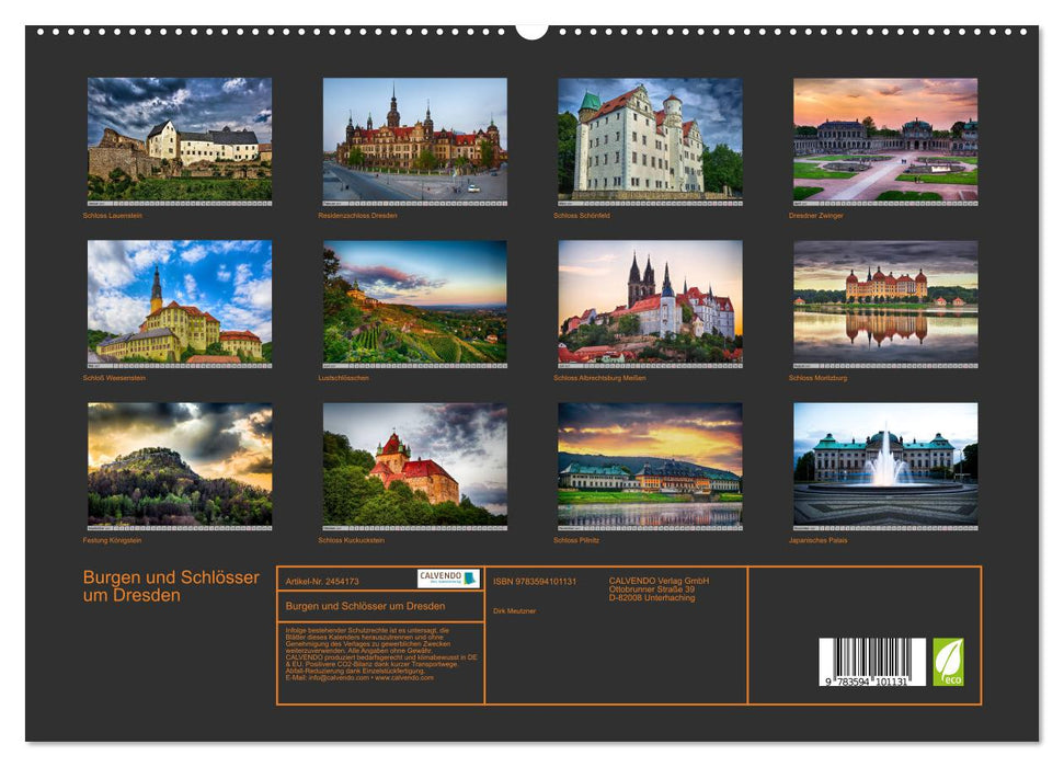 Burgen und Schlösser um Dresden (CALVENDO Premium Wandkalender 2027)