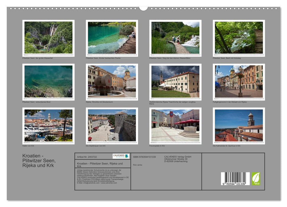 Kroatien - Plitwitzer Seen, Rijeka und Krk (CALVENDO Premium Wandkalender 2027)