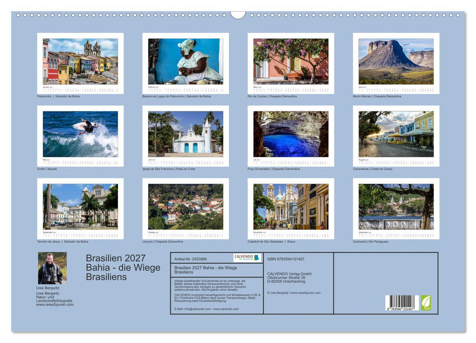 Brasilien 2027 Bahia - die Wiege Brasiliens (CALVENDO Wandkalender 2027)