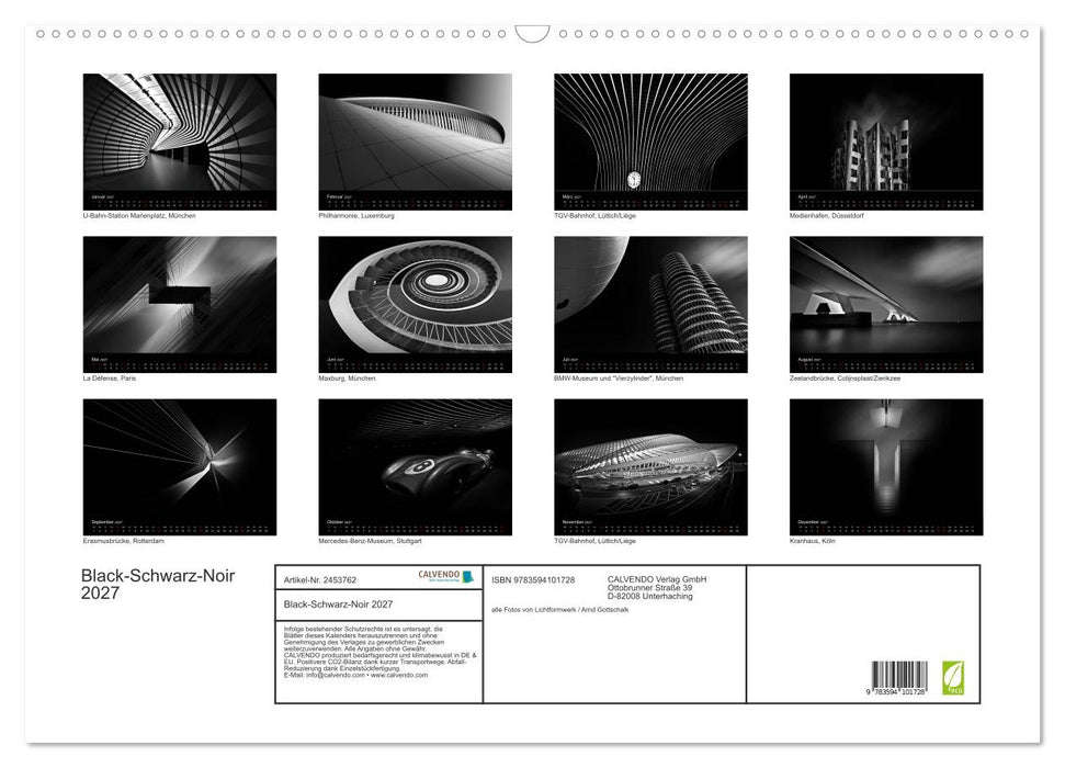 Black-Schwarz-Noir 2027 (CALVENDO Wandkalender 2027)