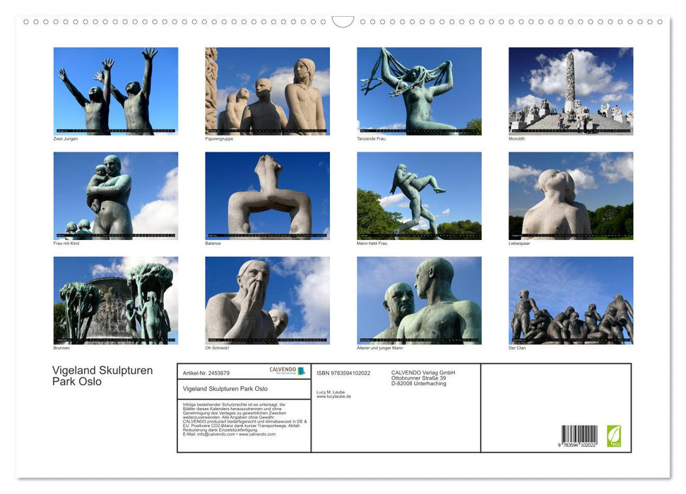 Vigeland Skulpturen Park Oslo (CALVENDO Wandkalender 2027)