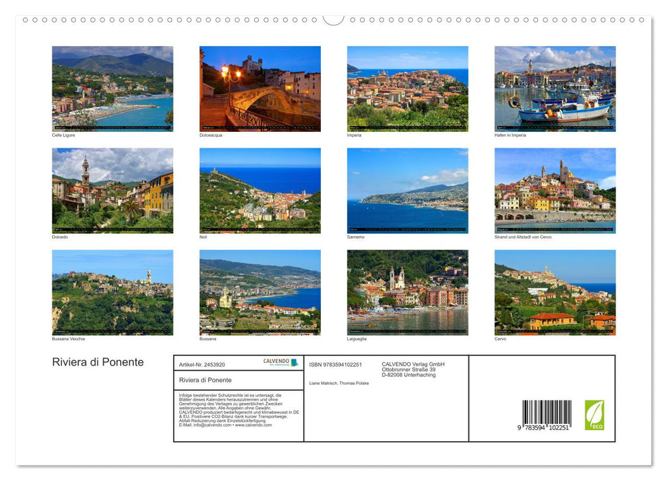 Riviera di Ponente (CALVENDO Premium Wandkalender 2027)