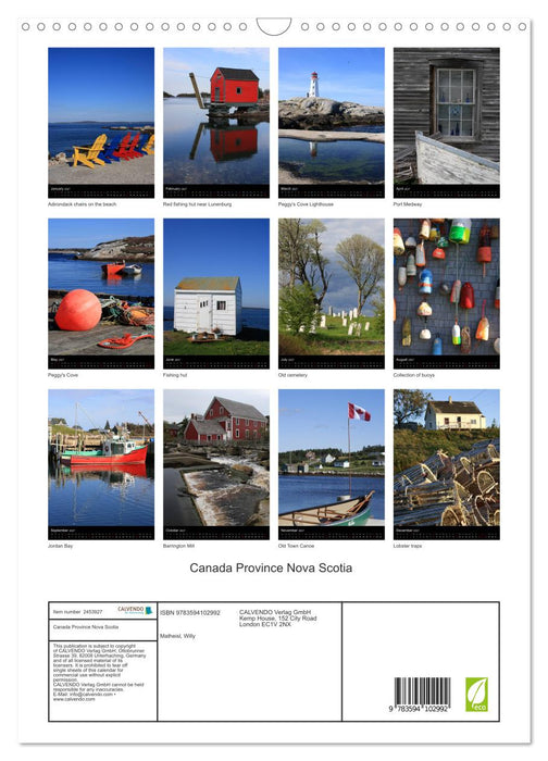 Canada Province Nova Scotia (CALVENDO Monthly Calendar 2027)