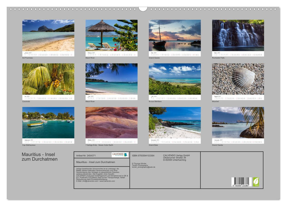 Mauritius - Insel zum Durchatmen (CALVENDO Wandkalender 2027)