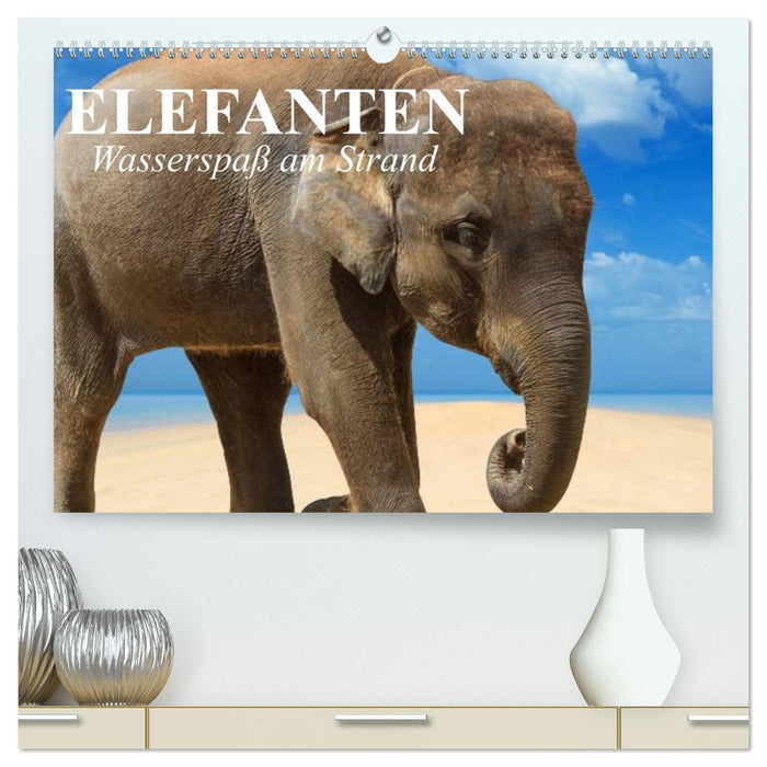 Elefanten - Wasserspaß am Strand (CALVENDO Premium Wandkalender 2027)