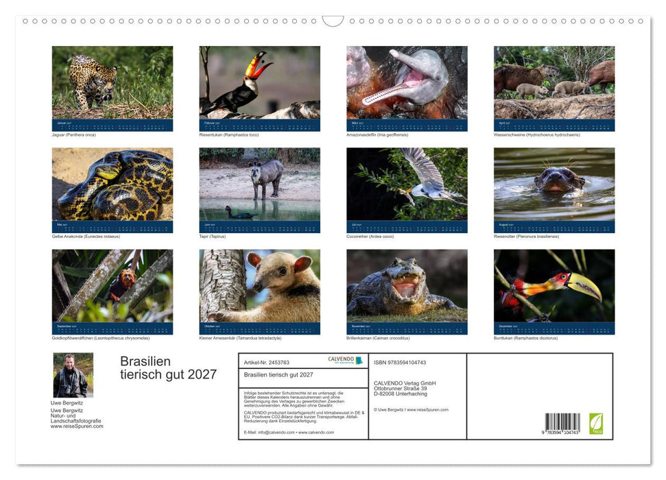 Brasilien tierisch gut 2027 (CALVENDO Wandkalender 2027)