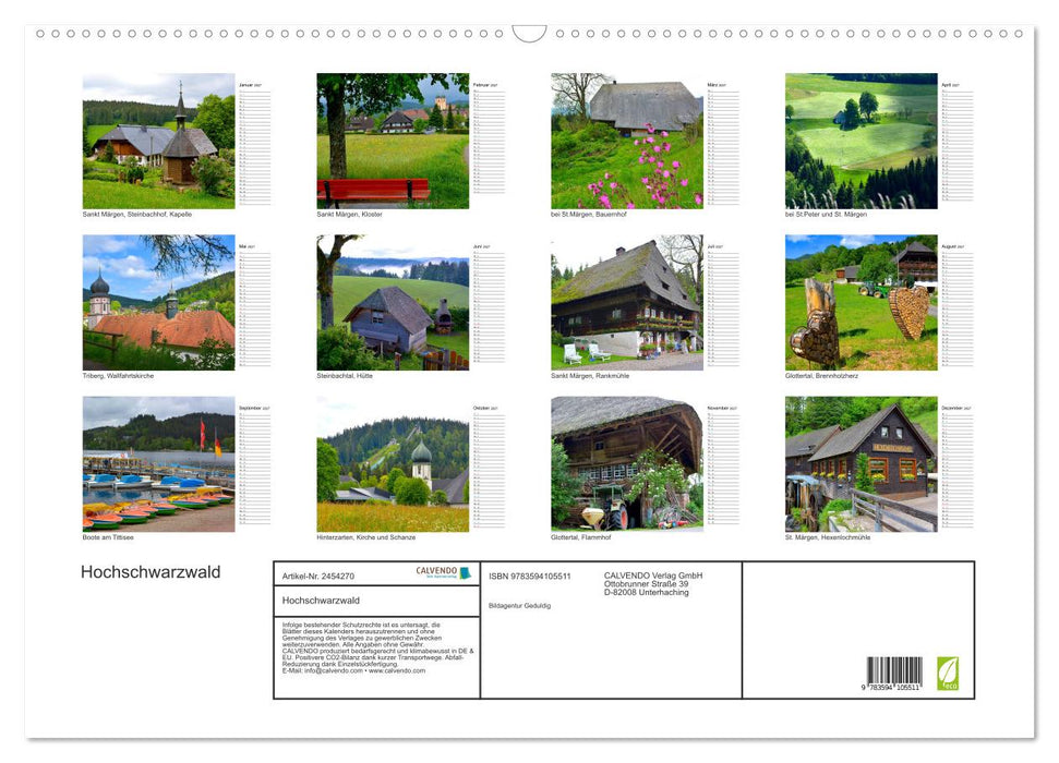 Hochschwarzwald (CALVENDO Wandkalender 2027)