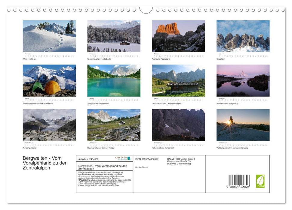 Bergwelten - Vom Voralpenland zu den Zentralalpen (CALVENDO Wandkalender 2027)