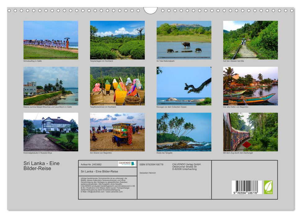 Sri Lanka - Eine Bilder-Reise (CALVENDO Wandkalender 2027)